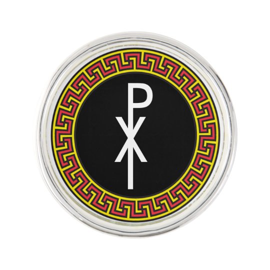 Greek Key Chi Rho Lapel Pin | Zazzle