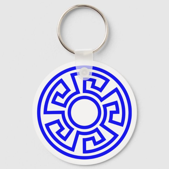 Greek Key Circle Keychain (Front)