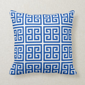 Greek Key Classic in Grecian Blue & White Throw Pillow