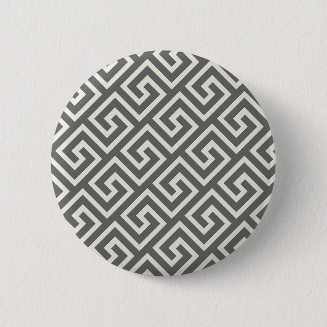 Greek Key Classic Square Swirl Pattern Button (Front)