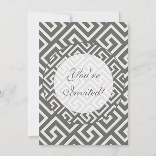 Greek Key Classic Square Swirl Pattern Invitation (Front)