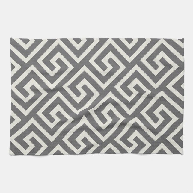 Greek Key Classic Square Swirl Pattern Kitchen Towel (Horizontal)