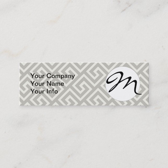 Greek Key Classic Square Swirl Pattern Mini Business Card (Front)