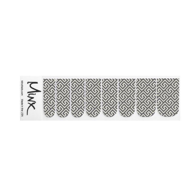 Greek Key Classic Square Swirl Pattern Minx Nail Art (Right Hand)