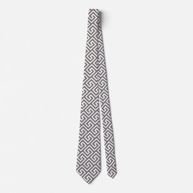 Greek Key Classic Square Swirl Pattern Neck Tie (Front)