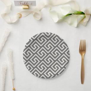 Greek Key Classic Square Swirl Pattern Paper Plates