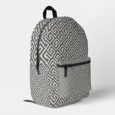 Gold Black Ancient Greek Meander Monogram Printed Backpack  display picture 1