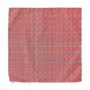 Greek Key, deep red and white Bandana