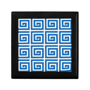 Greek Key design - blue and white Keepsake Box