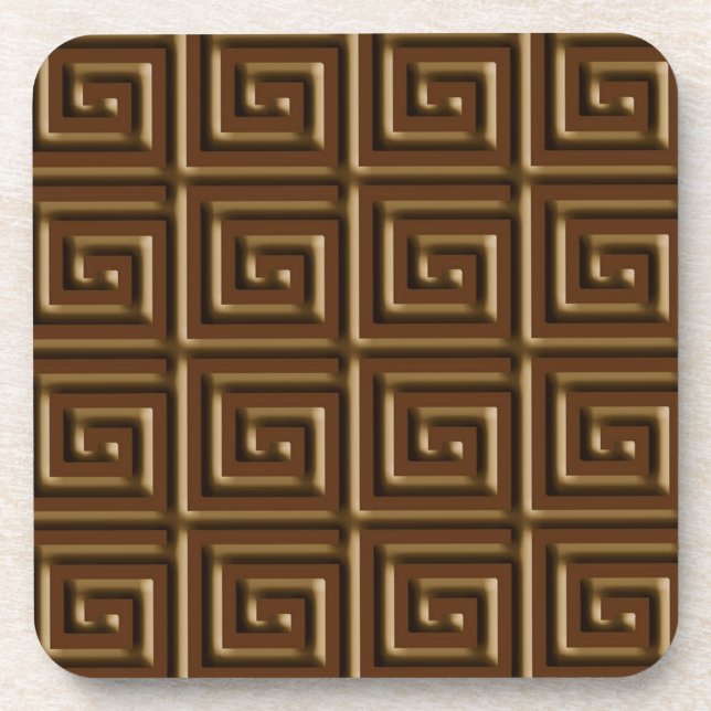 Greek Key design - dark chocolate Beverage Coaster (Front)