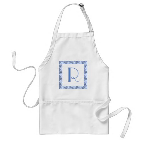 Greek Key Design Monogram Adult Apron