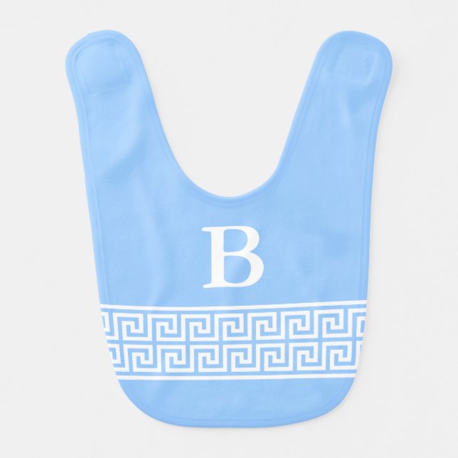 Greek Key Design Monogram Bib (Front)