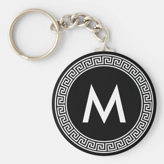 Greek Key Design Monogram Keychain | Zazzle.com