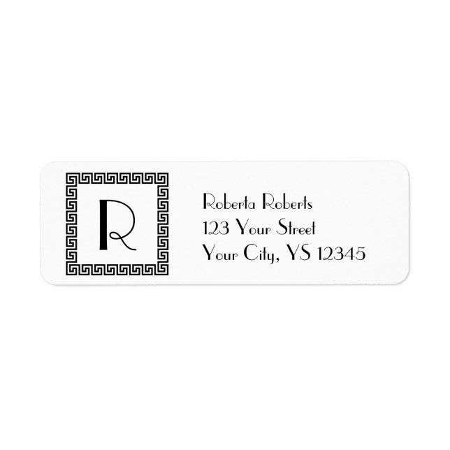 Greek Key Design Monogram Label (Front)