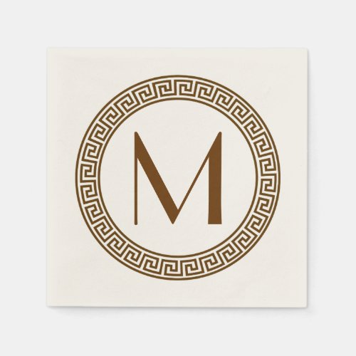 Greek Key Design Monogram Paper Napkins