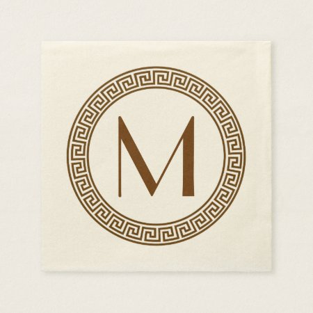 Greek Key Design Monogram Paper Napkins