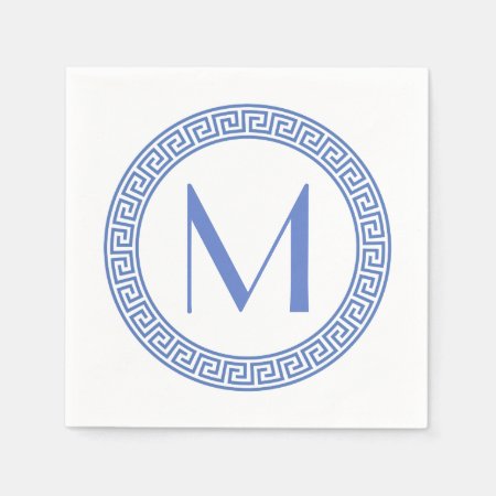 Greek Key Design Monogram Paper Napkins
