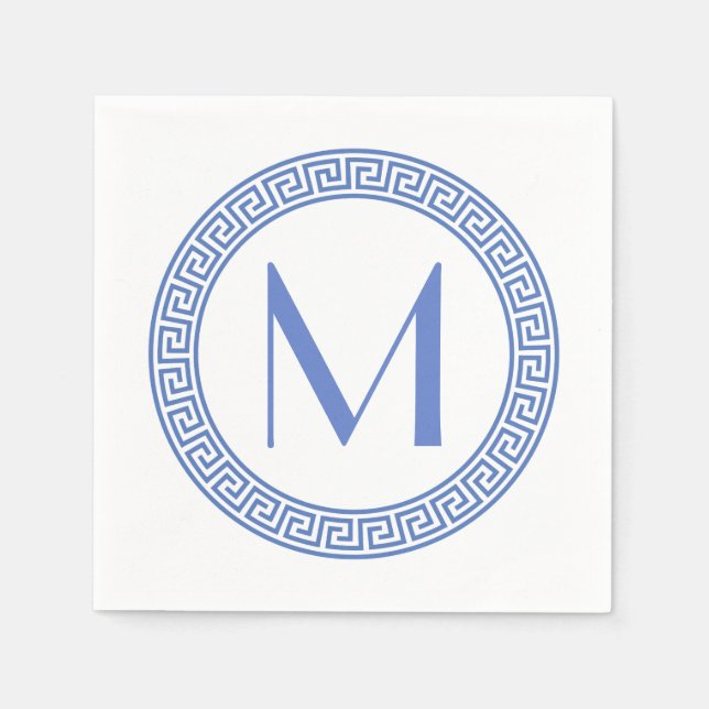 Greek Key Design Monogram Paper Napkins (Front)