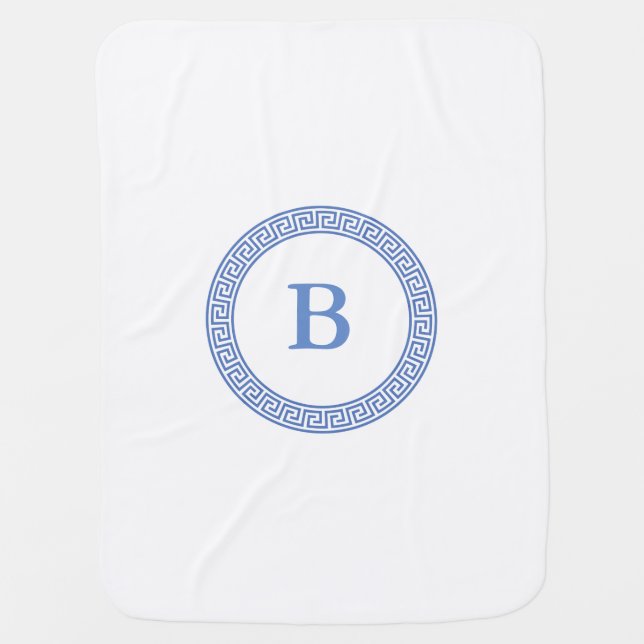 Greek Key Design Monogram Stroller Blanket (Front)