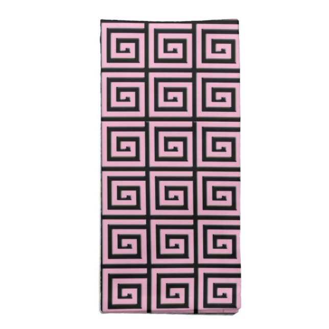Greek Key design - pink and black Napkin (Folded)