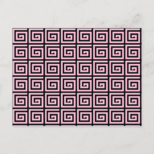 Greek Key design - pink and black Postcard