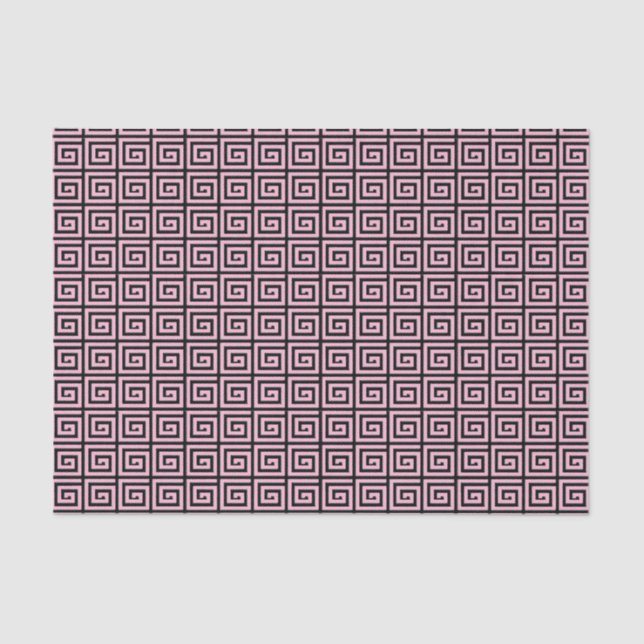 Greek Key design - pink and black Tissue Paper (Front)