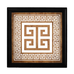Greek key Design Wooden Jewelry Keepsake Box