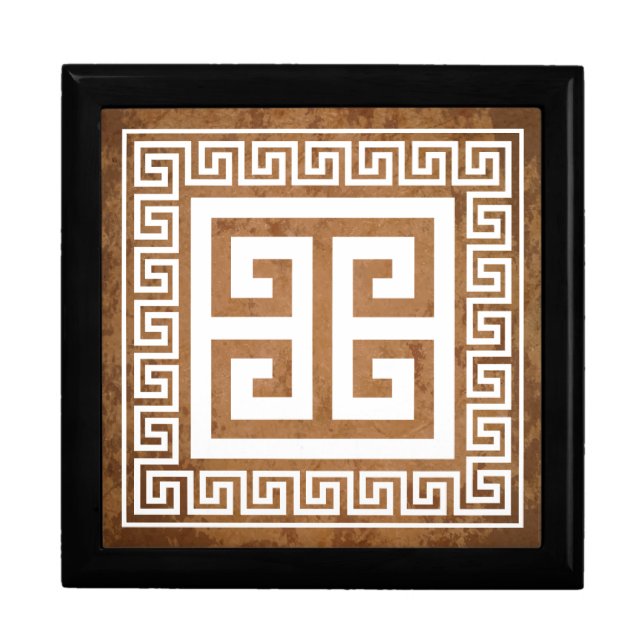 Greek key Design Wooden Jewelry Keepsake Box (Front)