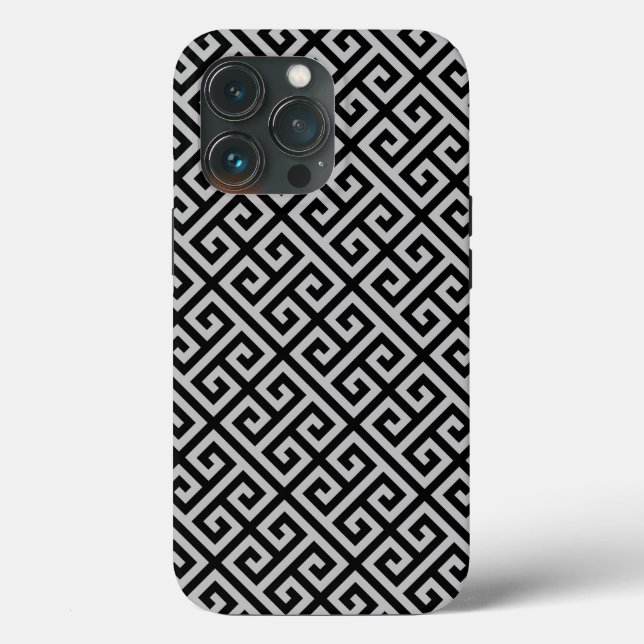 Greek Key Diamonds in Black & Gray Case-Mate iPhone Case (Back)