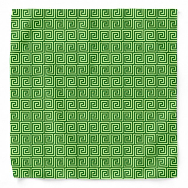 Greek Key, emerald green and lime Bandana (Front)
