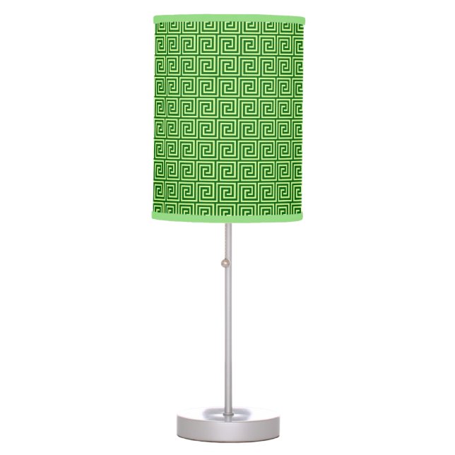 Greek Key, emerald green and lime Table Lamp (Front)