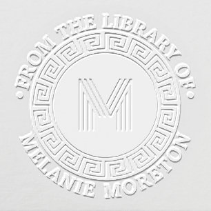 Greek Key Frame “From the library of” Name Initial Embosser