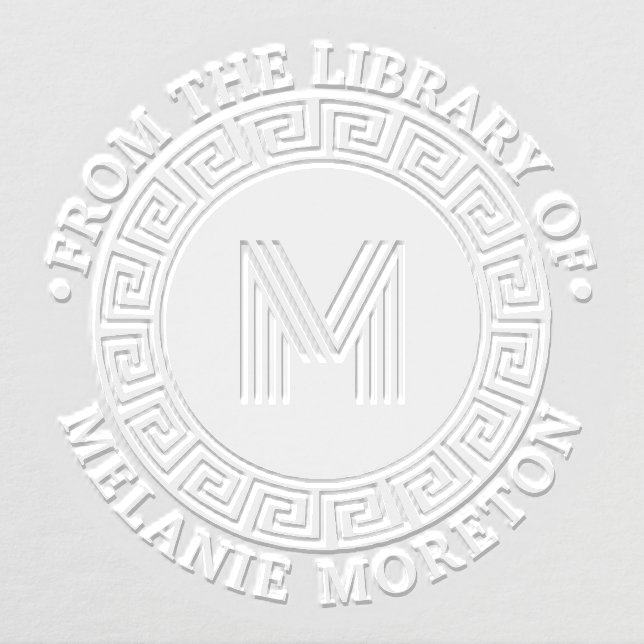 Greek Key Frame “From the library of” Name Initial Embosser (Design)