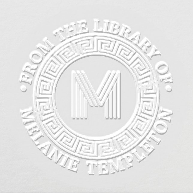 Greek Key Frame “From the library of” Name Initial Embosser (Design)