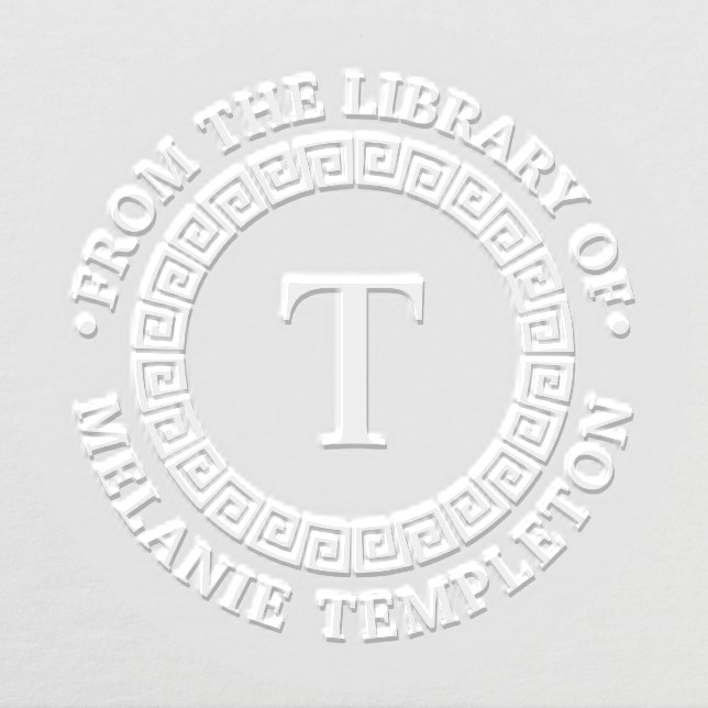 Greek Key Frame “S” Library Book Name Initial Embosser (Design)