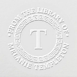 Greek Key Frame “S” Library Book Name Initial Embosser