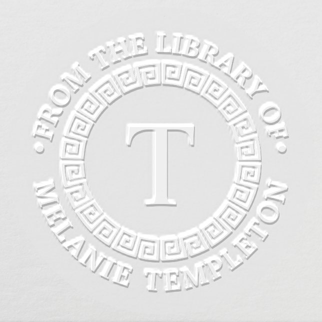 Greek Key Frame “S” Library Book Name Initial Embosser (Design)