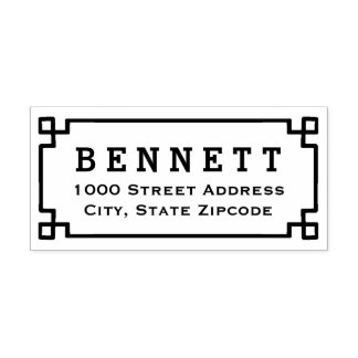 Greek Key Framed Return Address Rubber Stamp