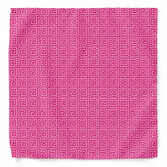 Greek Key, fuchsia and light pink Bandana (Front)