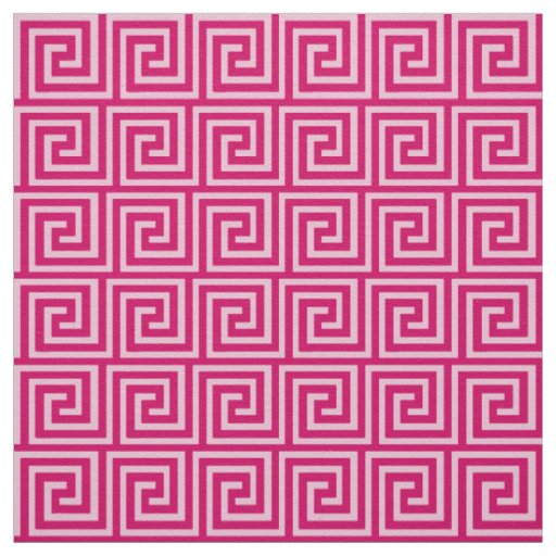 Greek Key, fuchsia and light pink Fabric