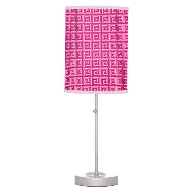 Greek Key, fuchsia and light pink Table Lamp (Front)