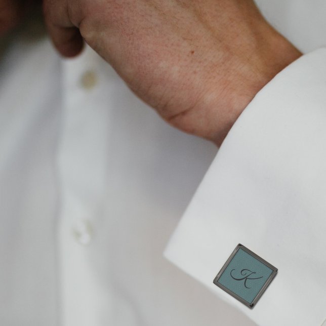 Greek Key Geometric Teal Custom Monogram Cufflinks (Creator Uploaded)