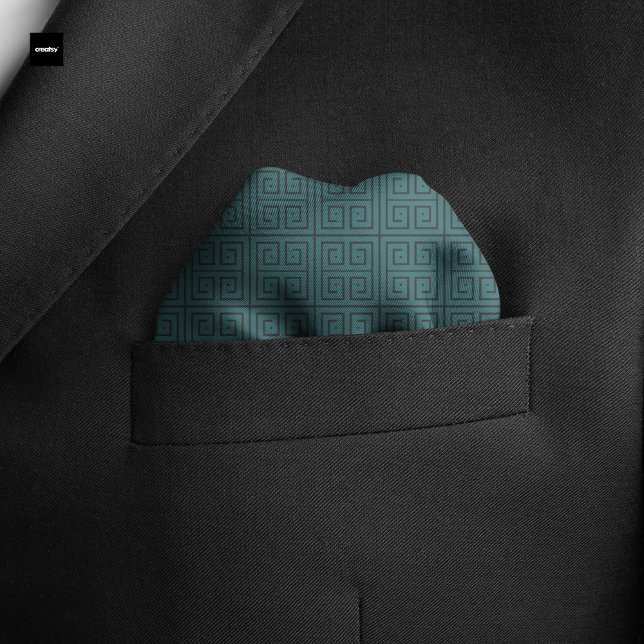 Greek Key Geometric Teal Custom Pocket Square Bandana (Creator Uploaded)