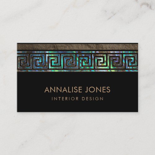 Greek Key  _ Greek meander _Abalone and Gold Business Card