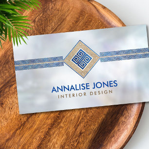 Greek Key - Greek meander - Gold and Blue Business Card
