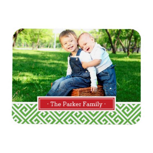 Greek Key Holiday Monogram Photo Magnet