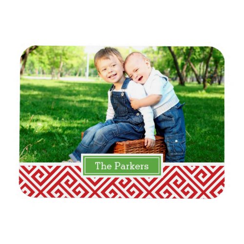 Greek Key Holiday Monogram Photo Magnet