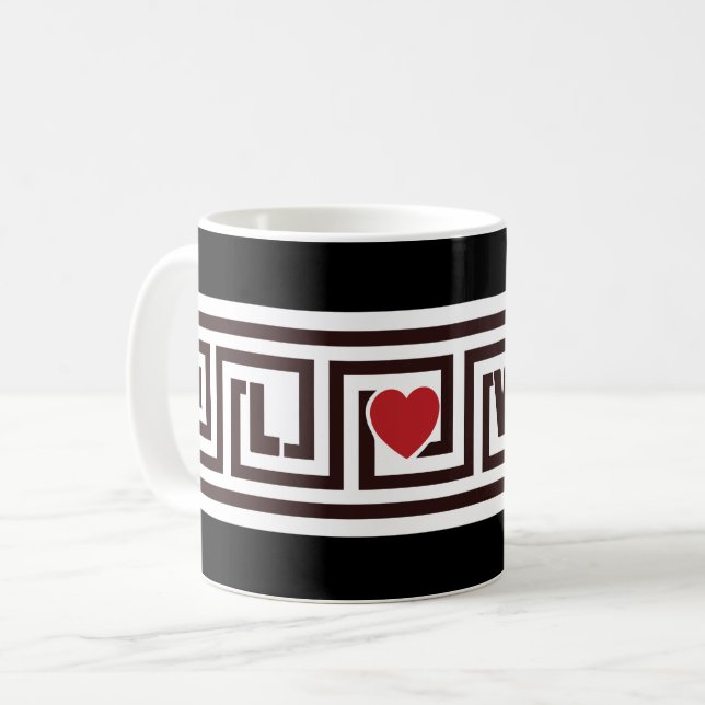 Greek Key Love Coffee Mug (Front Left)