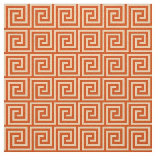 Greek Key, mandarin orange Fabric