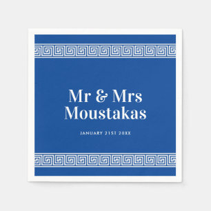 Greek key meander border wedding party napkins